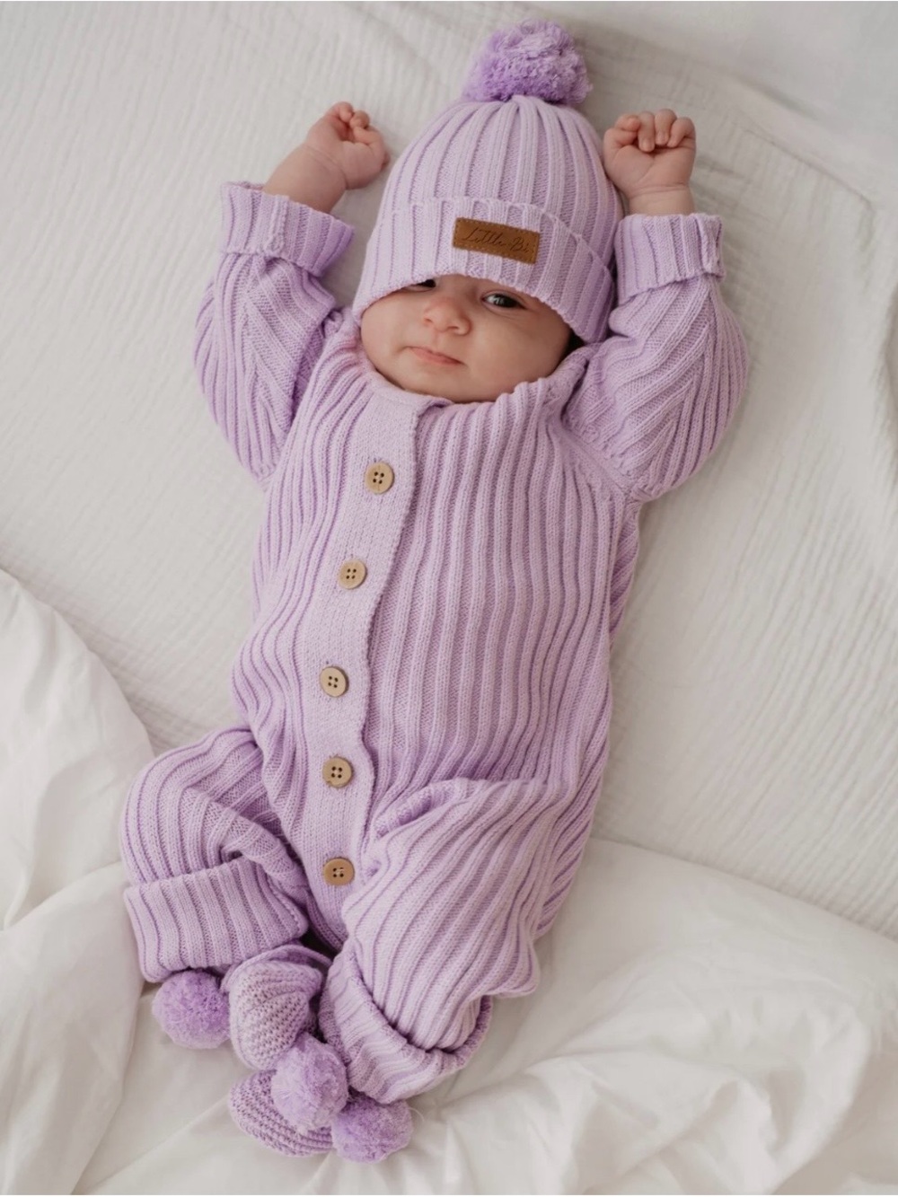 Luna + Luca Chunky Rib Baby 3 Piece Set in Violet